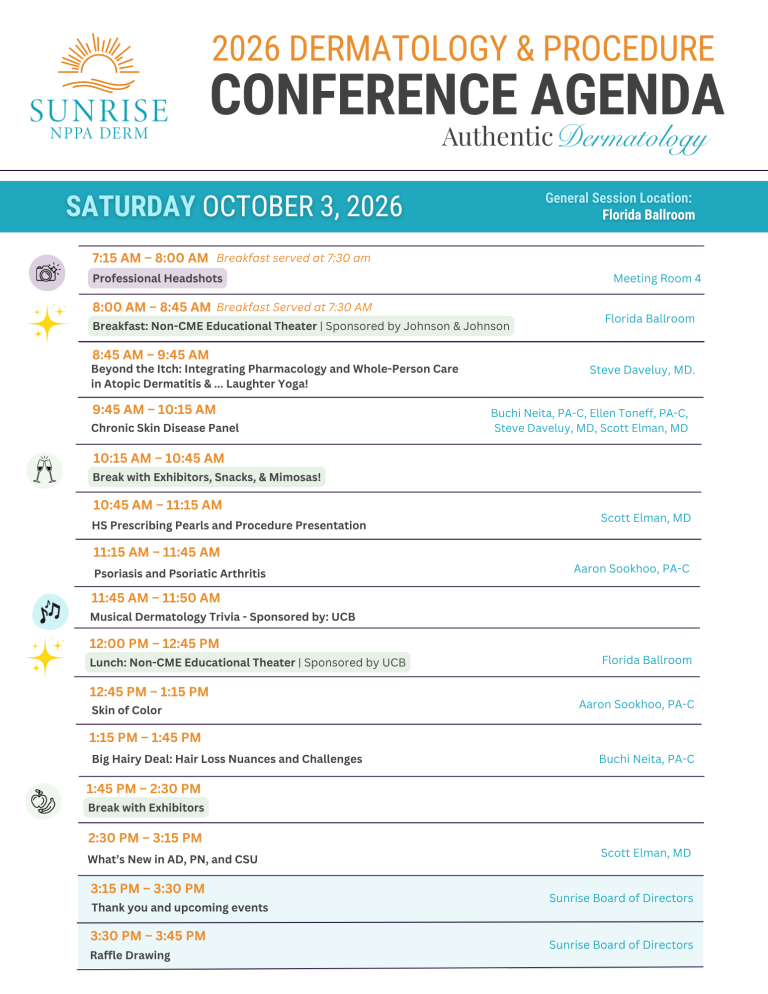 Saturday October 3 agenda