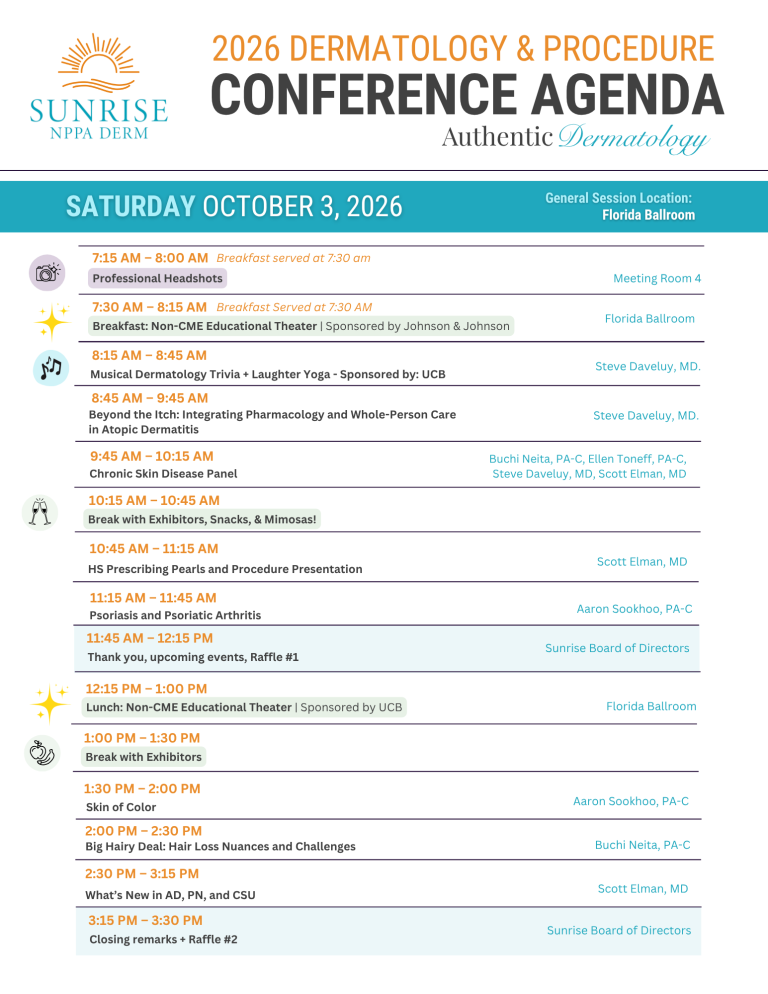 Saturday Agenda October 3